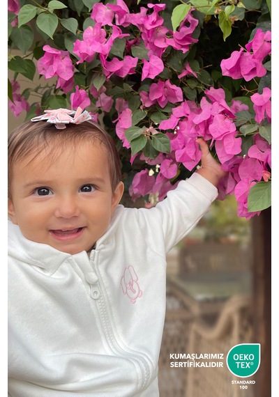 Bebek/cocuk Nakış Detaylı Fermuarlı Sweatshirt Pembe