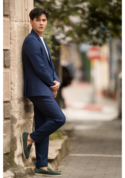 Apartro Slimfit Mono Yaka Yarım Astarlı 6 Drop Çift Yırtmaç Modal Takım Elbise Sax Mavi Apartro Slimfit Mono Yaka Yarım Astarlı 6 Drop Çift Yırtmaç Modal Takım Elbise Sax Mavi