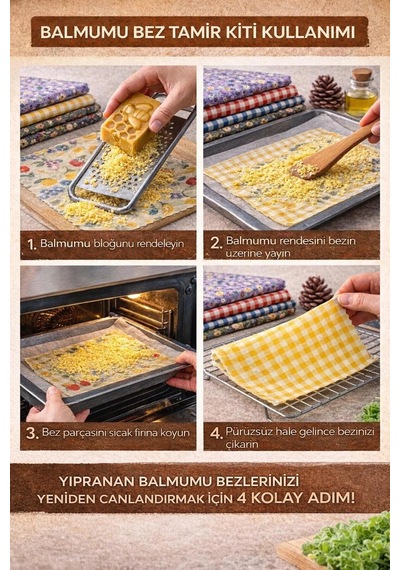 Balmumu Bez Tamir Kiti Doğal Balmumu Bez Yenileme Bloğu Balmumu, Çam Reçinesi Ve Jojoba Yağlı Natural