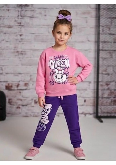 Deno Kids Kız Cocuk Esofman Takım Mor - Pembe