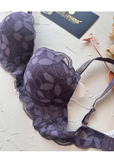 Jasmine Askıları Parlak Taşlı Hafif Destekli Dantelli Soft Cup İt Mor