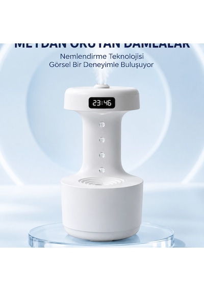 Dekoratif Hava Nemlendirici 800 Ml Sessiz Aroma Difüzör Anti Yerçekimi Su Efektli