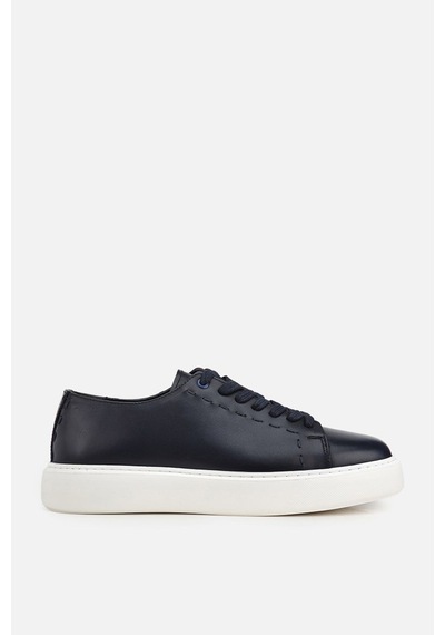 Yaya Erkek Lacivert Deri Bağcıklı Kalın Tabanlı Günlük Sneaker