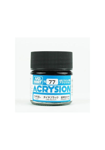 Mr.hobby N-077, 10 Ml. Tire Black Acrysion Maket Boyası Standart