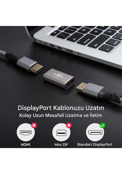 8k Display Port 1.4 Dişi Dişi Bağlantı Adaptörü 8k-60hz Dp Uzatma Adaptörü
