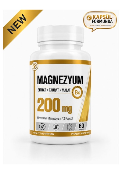 Vitality Nutrition 60 Kapsül Magnezyum Sitrat + Taurat + Malat + Vitamin B6