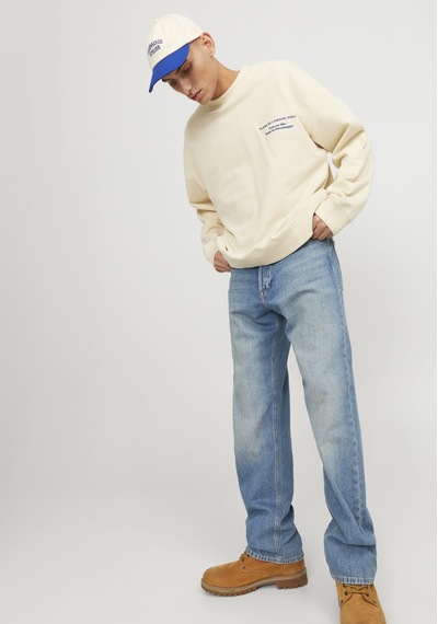 Jack & Jones Erkek Eddie 607 Loose Fit Jean 12253698 Blue Denim Mavi