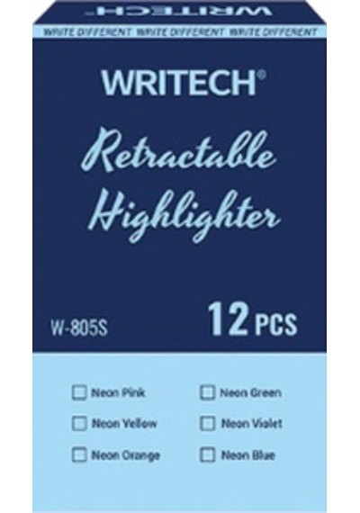 Wrıtech W-805s Basmalı Fosforlu Kalem Neon Mavi - 12'li Kutu