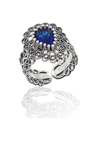 Safir Taşlı Damla Model Kadın 925 Ayar Gümüş Telkari Üçlü Set 201023144