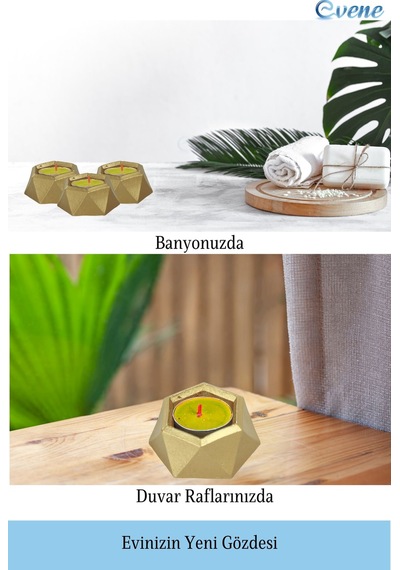 Altın Mumluk Şamdan Tealight Mum Uyumlu Poly Küçük 2 Model