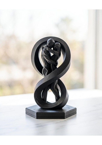 Sonsuzluk Romantik Çift Biblosu Modern Geometrik Tasarım Siyah 15 Cm Salon Masaüstü Dekoratif Heykel Eşe Sevgiliye Yıldönümü Hediyesi 15cm