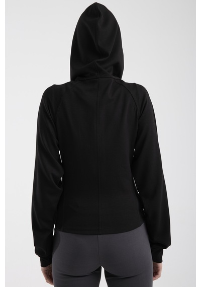 Yumuşak Dokulu Crop Sweatshirt - Siyah Siyah