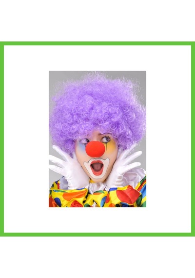 Bezos Mor Renk Kıvırcık Afro Bonus Peruk Takma Saç Ve Kırmızı Burun Seti Dmc Diğer