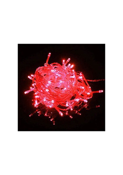 10mt Kırmızı 100 Led Fişli Noel Parti Yılbaşı Ağaç Dekoratif Aydınlatma Lambası Animasyonlu Süsleme
