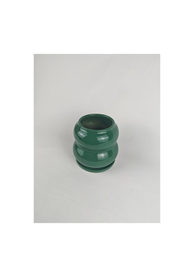 Pumpkin Seramik Saksı Parlak Yeşil Jade Green Çap:15cm Yük:14cm Tabaklı