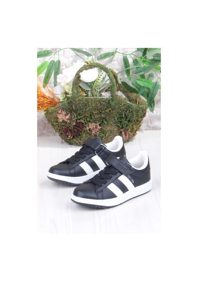 Fort Cool Cooper Rahat Esnek Sneaker Erkek Çocuk Spor Ayakkabı SİYAH-BEYAZ
