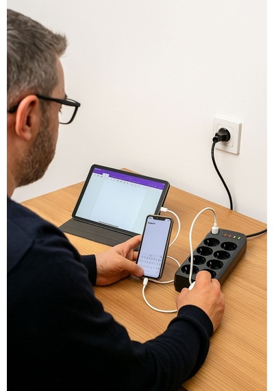 Uravas Store Akım Korumalı Termal Uzatma Kablosu 8 Priz, 2 Usb 2 Type-c Girişli, Güçlü Çoklu Priz