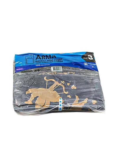 Arma Baskılı Mini Blok Poşet Torba No: 3 Siyah 3 x 100'lü 30 x 50 CM