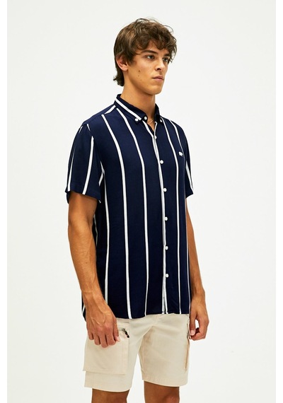 Bad Bear Sergio Shirt Lacivert Kısa Kollu Çizgili Erkek Gömlek-lacivert Lacivert