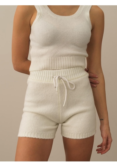 Xint Kırık Beyaz Lüks Pamuk Dokulu Regular Fit Şort 850916