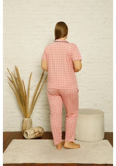 Akbeniz Kadın Pamuklu Cepli Kısa Kol Büyük Beden Pijama Takım 202 (519884269)