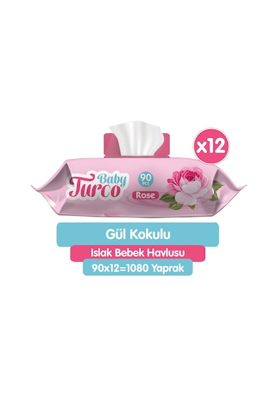 Baby Turco Gül Kokulu Islak Bebek Havlusu 12 X 90 Adet