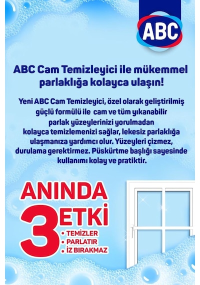 Abc Cam Temizleyici Fırsat Paketi 750 Ml + 750 Ml