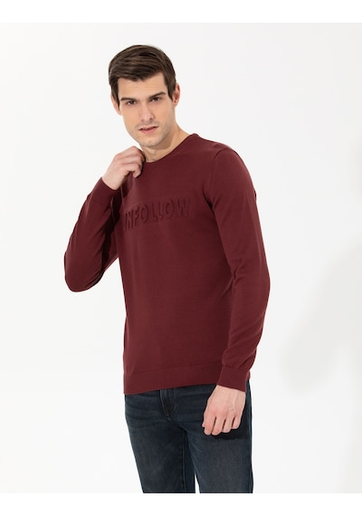 Pierre Cardin Erkek Bordo Triko Kazak 50259797-vr014 Bordo