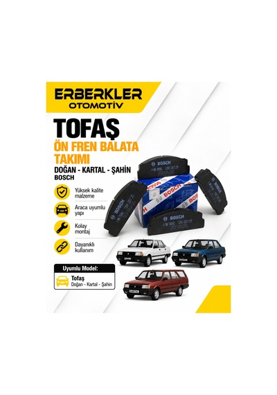 Tofaş Doğan Kartal Şahin Uyumlu Bosch Ön Fren Balata Takımı - Erb498