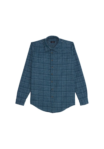 Tudors Erkek Slim Fit Dar Kesim Kareli Kışlık Oduncu Gömlek-42208 Petrol