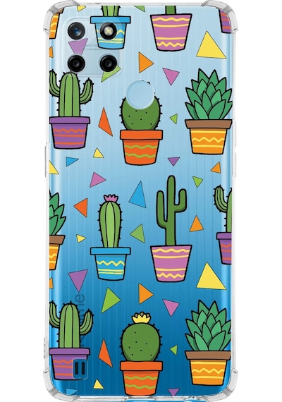 Prinrify Realme C25 Uyumlu Water Color 4 Baskılı Şeffaf Köşe Korumalı Antişok Kılıf
