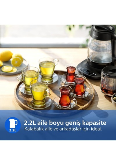 5000 Serisi Çay Makinesi - Otomatik Sıcak Tutma, 2,2l Ekstra Geniş Kapasite, 0,9l Cam Demlik, 1900w Güç Hd7360/00 Diğer