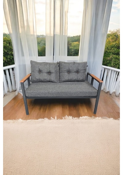 Pimango Pi Elize Tekli Bahçe Balkon Mobilyası 2'li 60 x 120 CM Antrasit