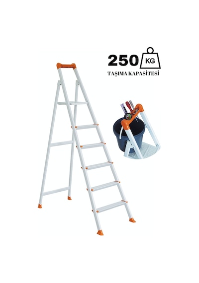 Ze Zigana Ev Gereçleri Hardy Plus 5+1 Ekstra Güçlü 250 Kg Taşıma Kapasiteli Metal Ev-ofis-bahçe-inşaat Tipi Merdiven