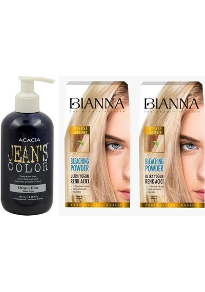 Jeans Color Saç Boyası Mavi Rüya 250 Ml + Bianna Açıcı 2 Paket