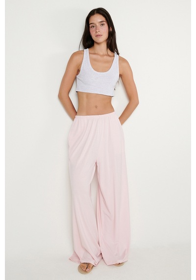 Ac&co / Altınyıldız Classics Kadın Pembe Yumuşak Dokulu Standart Fit Cepli Beli Lastikli Rahat Örme Pantolon