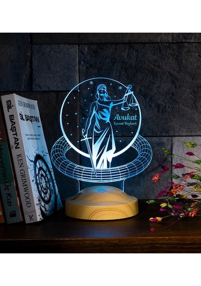 3D Led Lamba Avukat Adalet Kişiye Özel Hediye Gecelambası