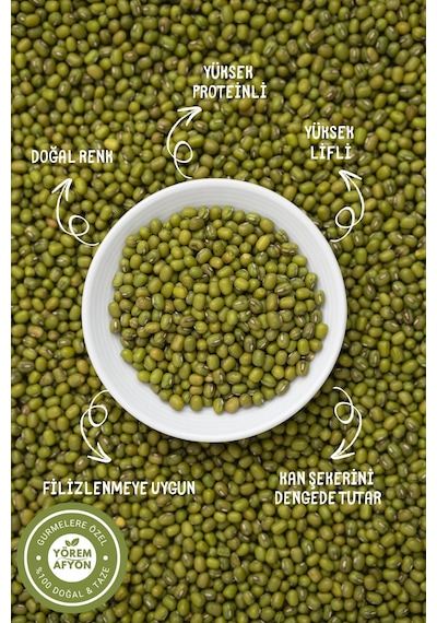 Yörem Afyon Gaziantep Yöresinden Doğanın Protein Hazinesi Maş Fasulyesi, Cin Börülcesi Vigna Radiata 250gr.