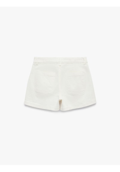 Koton Cep Detaylı Normal Bel Pamuklu Slim Fit Mini Şort Beyaz 6sal40132mw