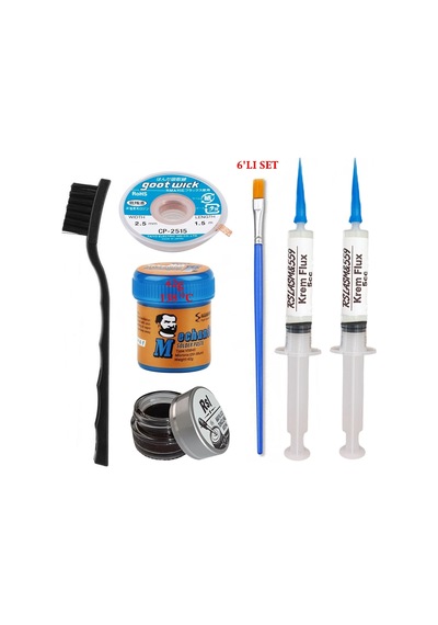 Krem Lehim Mchanc 138 C 42gr Havya Uç Temizleyici Flux Lehim Toplama Cp-2515 Lehim Emme Teli 2fırça Seti01