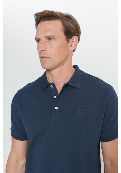 AC&Co / Altınyıldız Classics Erkek Lacı Slim Fit Dar Kesim Polo Yaka %100 Pamuk Kısa Kollu Tişört Lacı Lacivert