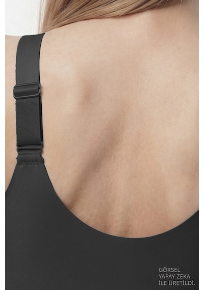 Cottonill Seamless Bra - Larevia Siyah Lazer Kesim Önden Düğmeli Tül Detaylı Kadın Sütyen