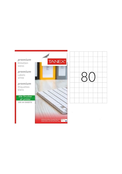 Tanex TW-2080 26.25x29.7mm Kuşe Laser Etiket 100 Lü Paket