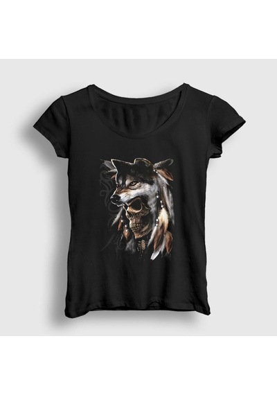 Noıssey Kadın Siyah Skull Wolf Kurt T-shirt 307329tt