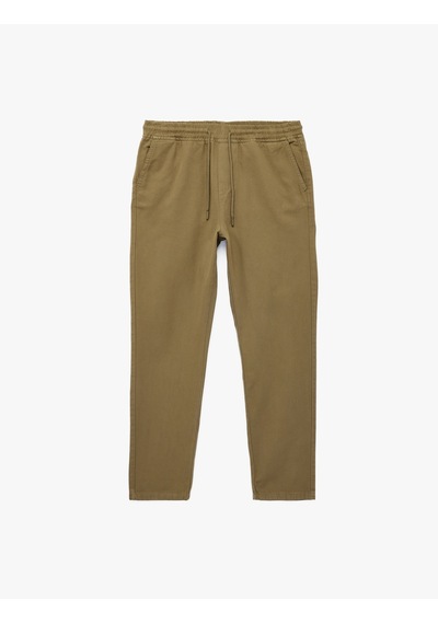 Koton Regular Fit Pamuklu Cepli Gabardin Beli Bağcıklı Yazlık Pantolon Yeşil 6sam40053hw