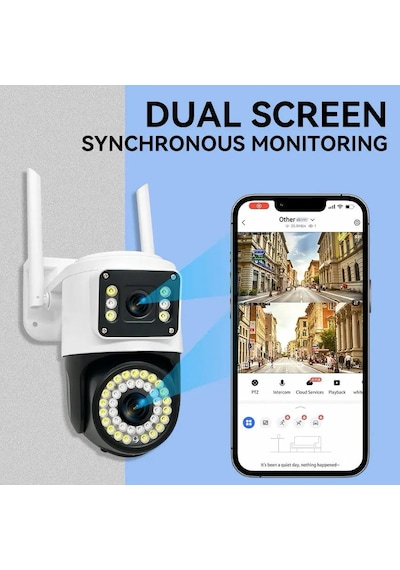 Yeni Çift Lens Kablosuz Ip Kamera Güvenlik Kamerası