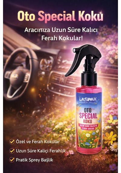 Special Sprey Oto Kokusu Uzun Süre Kalıcı Ferah Araç Parfümü 100 Ml 100