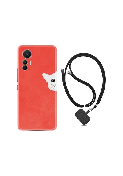 Xiaomi 12 Lite Kılıf Ipli Boyun Askılı Desenli Silikon Kedoş 1735