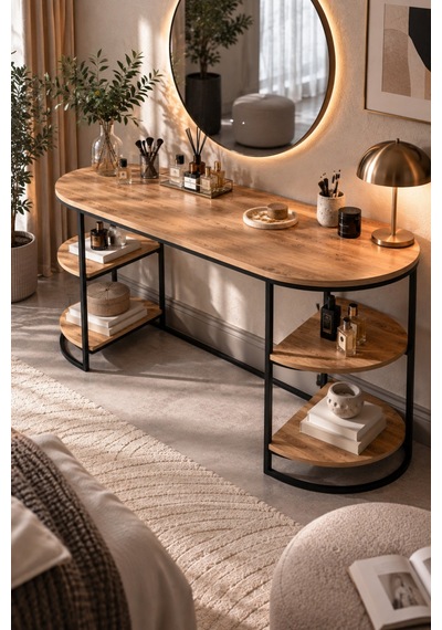 Sulorahome Dolunay Çalışma Ve Makyaj Masası Kahverengi 140 Cm