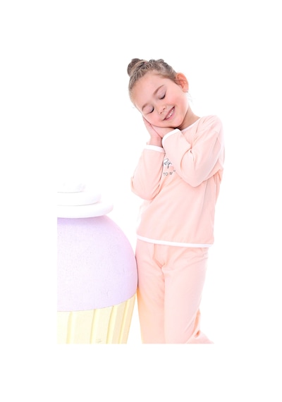 Kız Çocuk %100 Pamuk Desenli Rahat Pijama Takımı-yumuşak Ve Cilt Dostu Somon